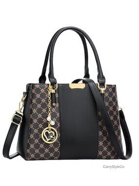KKXIU Women's Vegan PU Leather Top Handle Satchel Handbag Floral Pattern